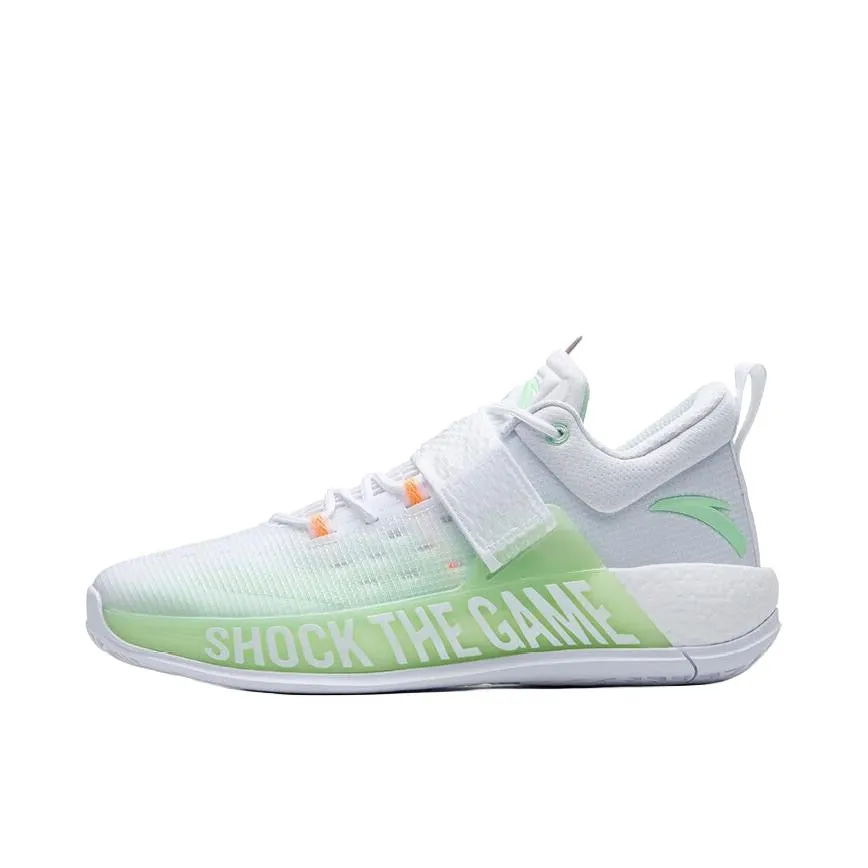 Anta Shock Sweep 4 Wear-resistant Breathable Basketball Shoes - White/Green