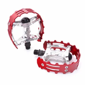 Bear claw Trap Pedals 9/16 Red For BMX Bikes - Live 4 Bikes