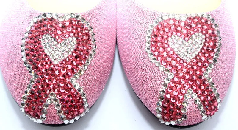 Breast Cancer Heart Ribbon-Custom Crystal Flats