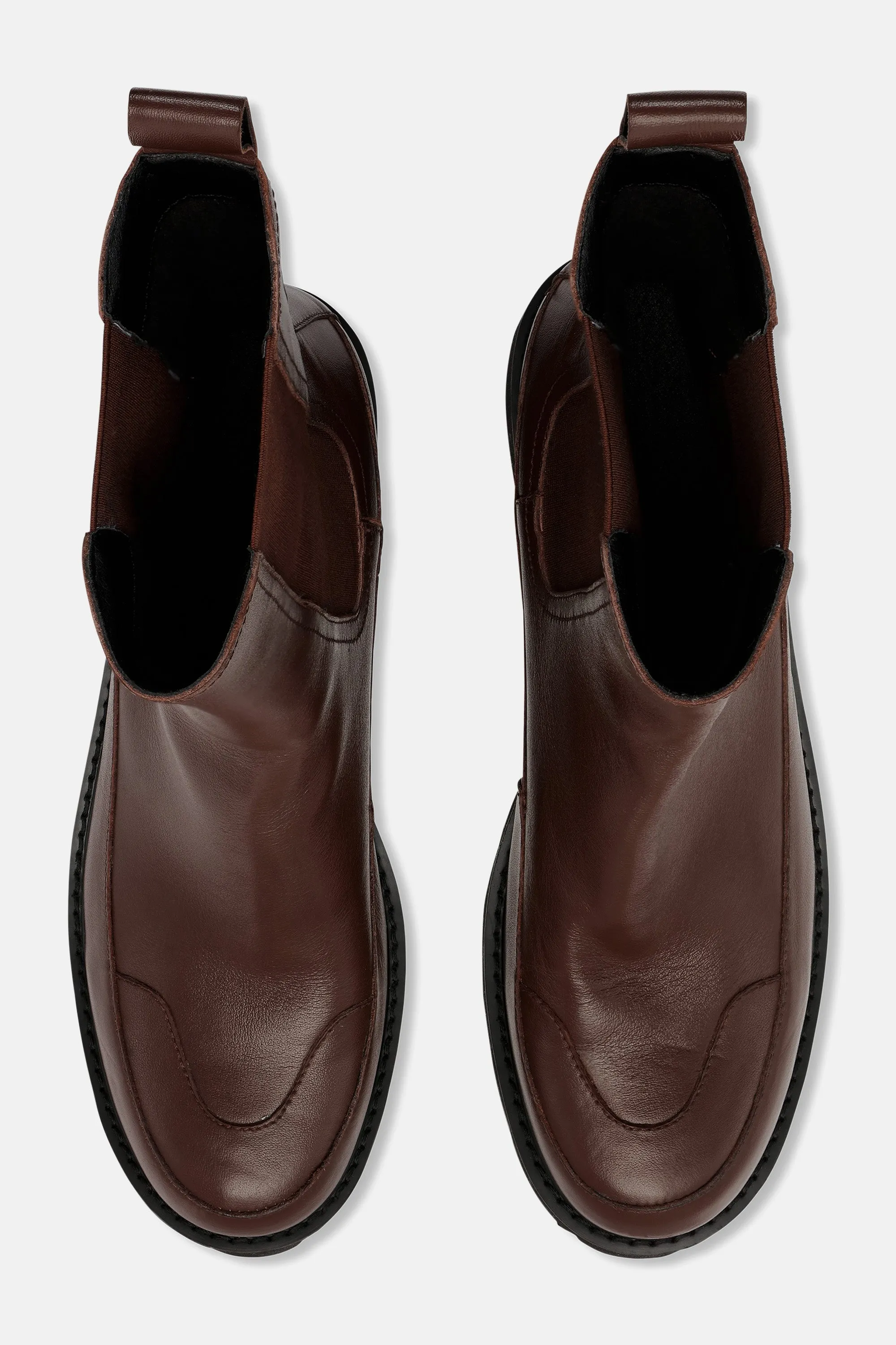 Calf Length Boots - Dark Cognac