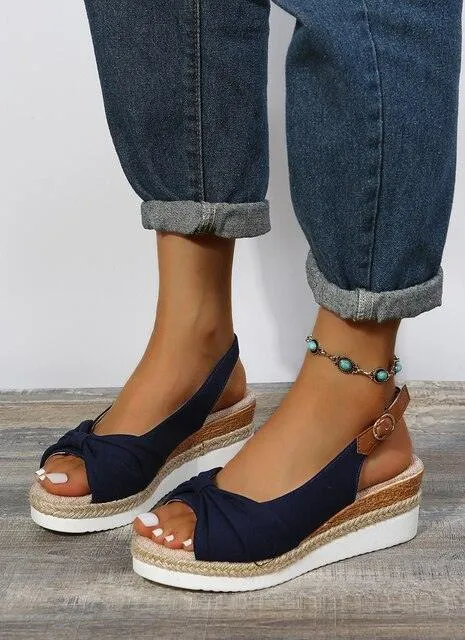 Casual Knot Wedges Sandals