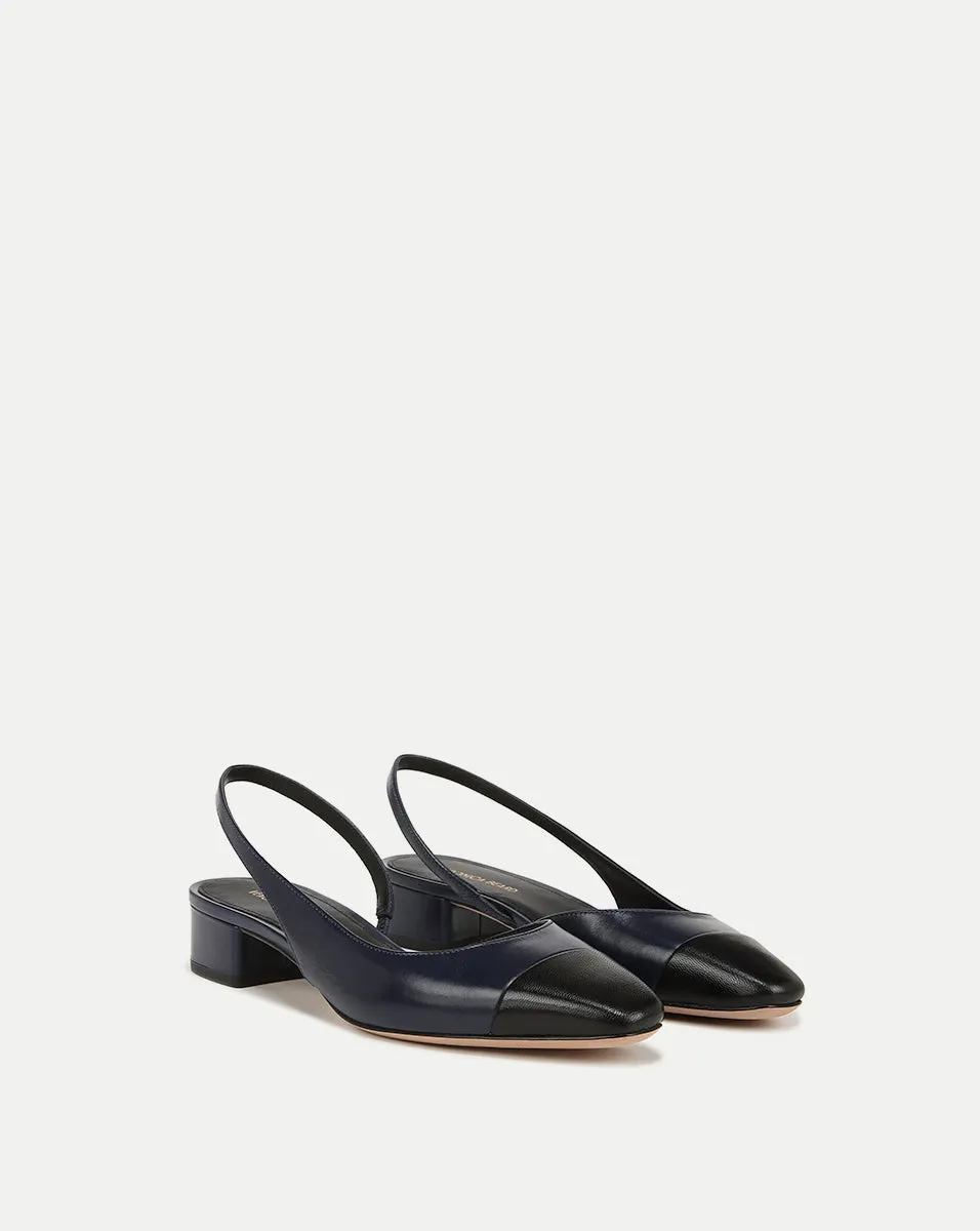 Cecile Leather Cap-Toe Slingback