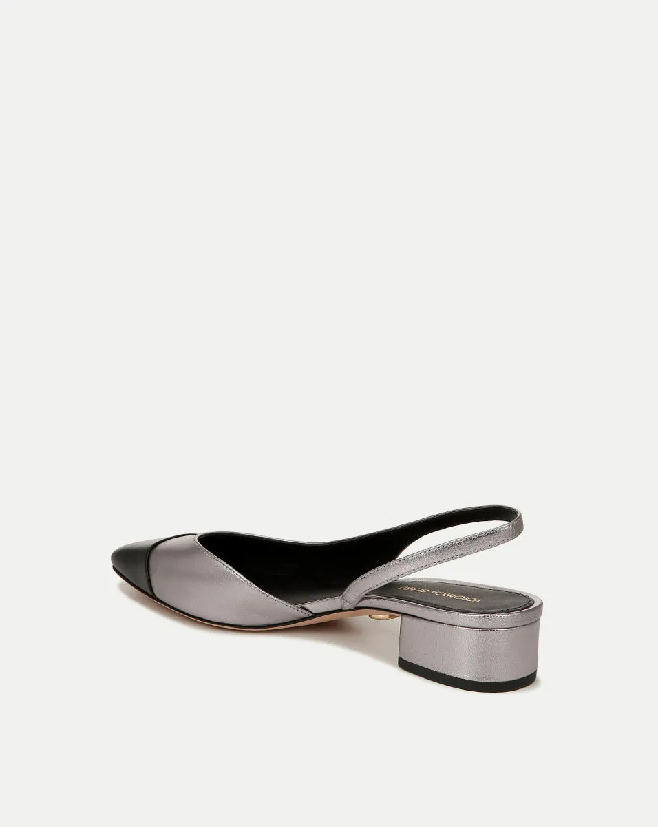 Cecile Leather Cap-Toe Slingback