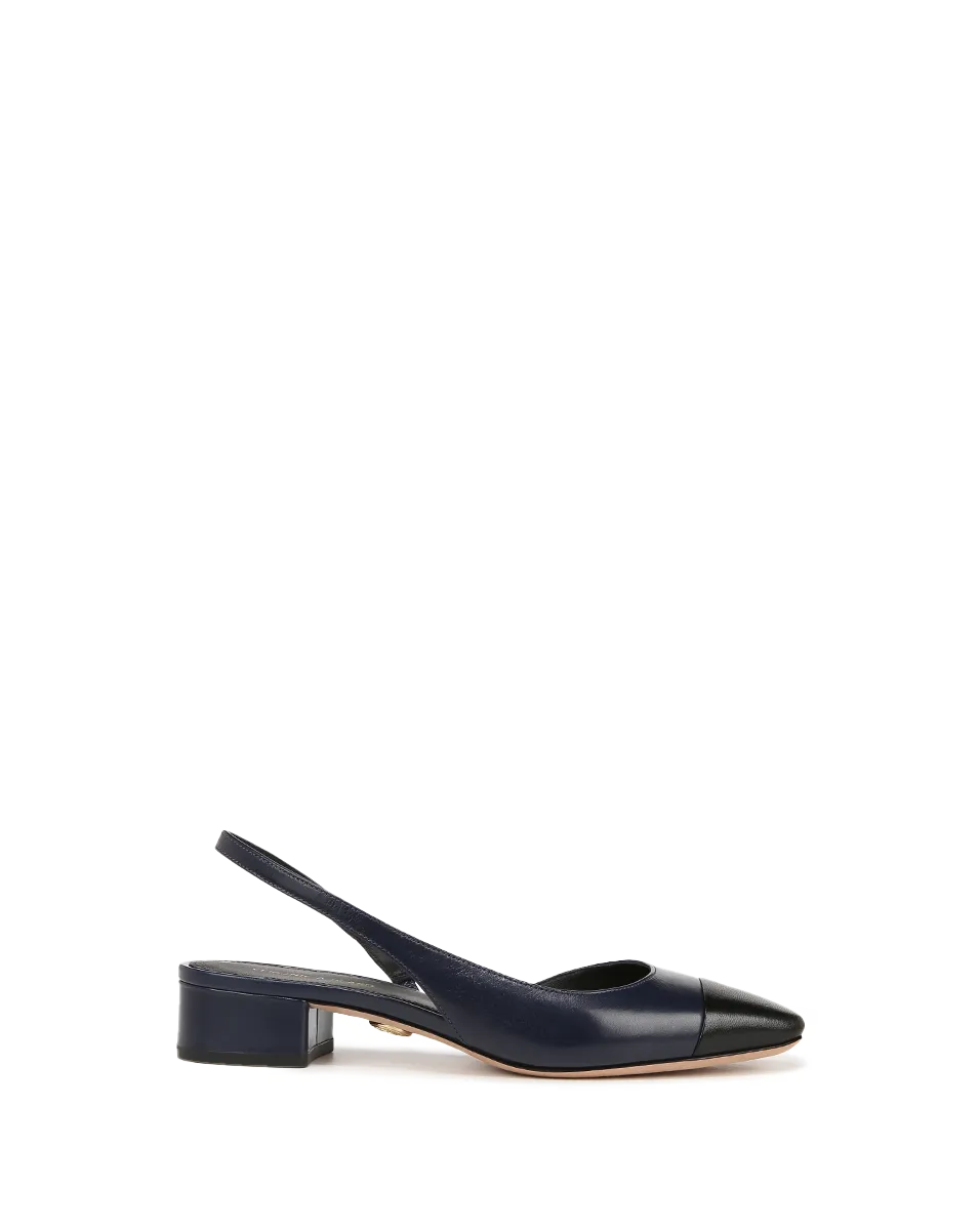 Cecile Leather Cap-Toe Slingback