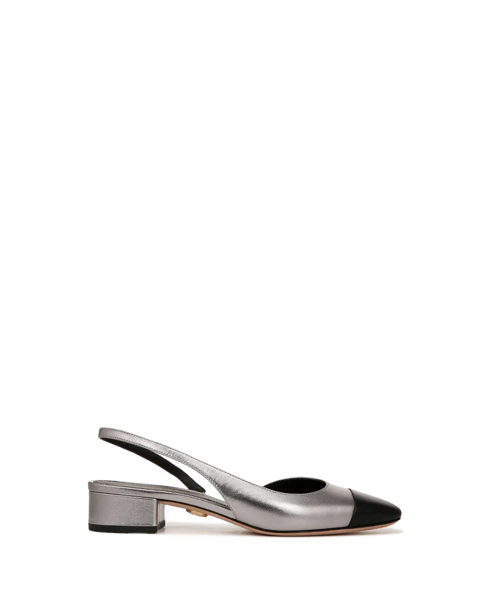 Cecile Leather Cap-Toe Slingback