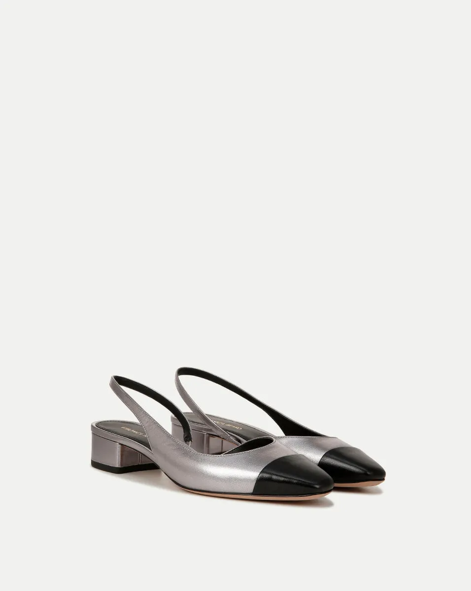 Cecile Leather Cap-Toe Slingback