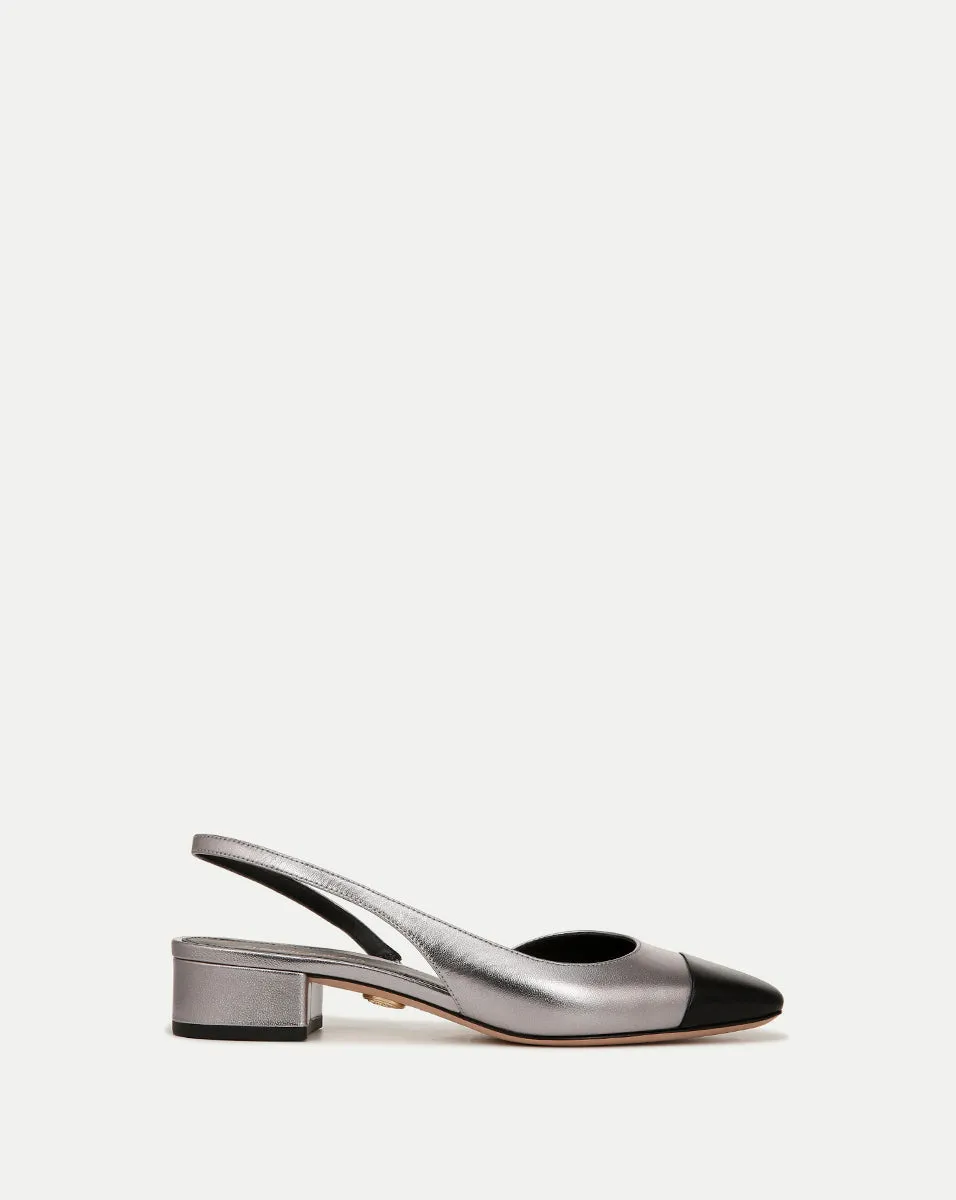 Cecile Leather Cap-Toe Slingback