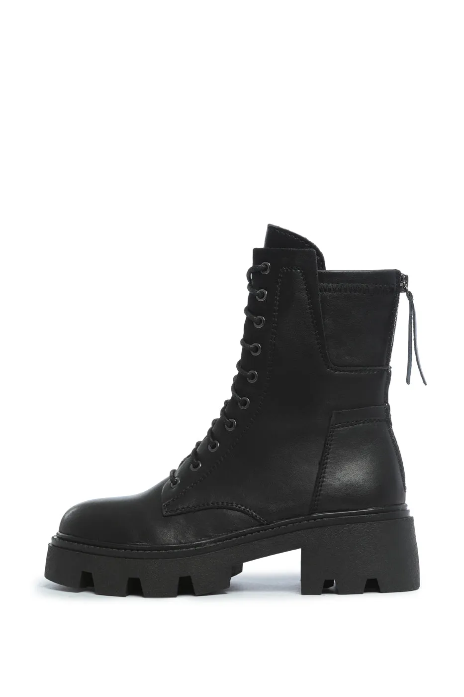 Chunky Leather Lace-Up Combat Boots