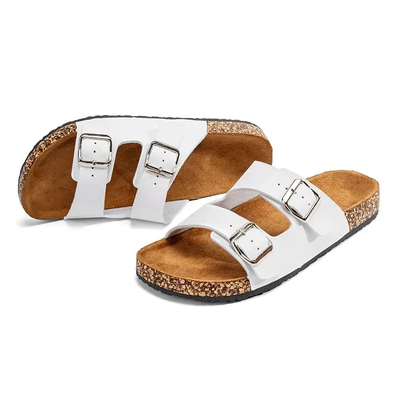 Classic Comfortable Summer Cork Sandals for Men in Black Leather