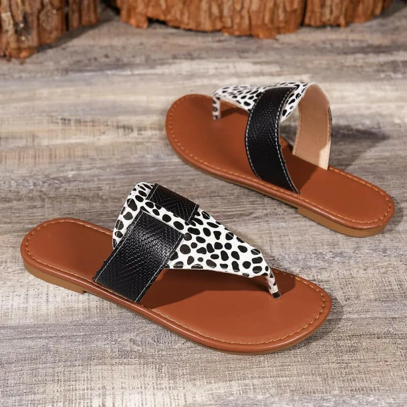 Cow Print Summer Sandals with Camouflage Pattern for Ladies