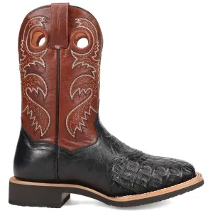 Dan Post Men's Egan Black & Brown Caiman Leather Western Boots