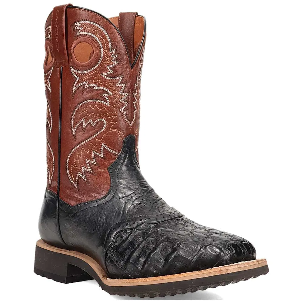 Dan Post Men's Egan Black & Brown Caiman Leather Western Boots