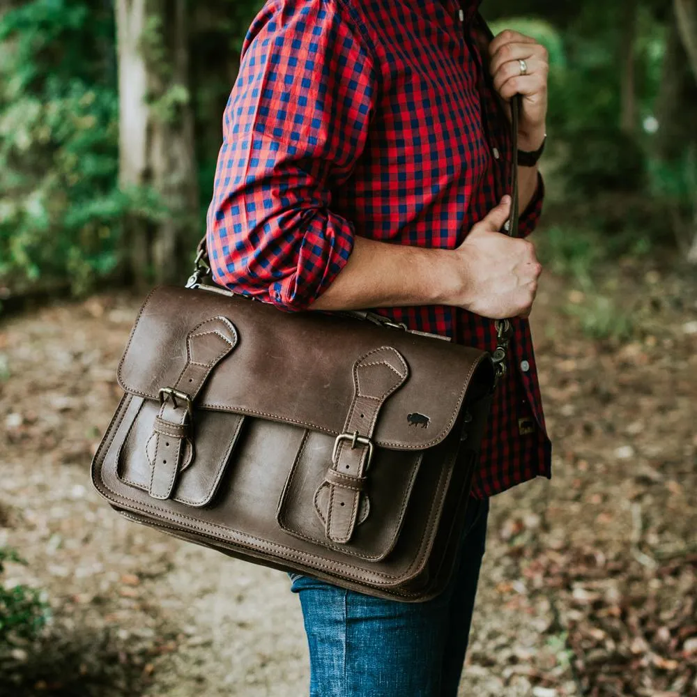 Denver Leather Briefcase | Dark Oak