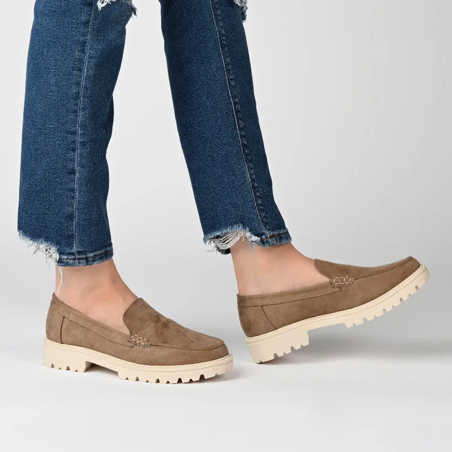 ERIKA FAUX SUEDE LOAFER FLATS IN NARROW