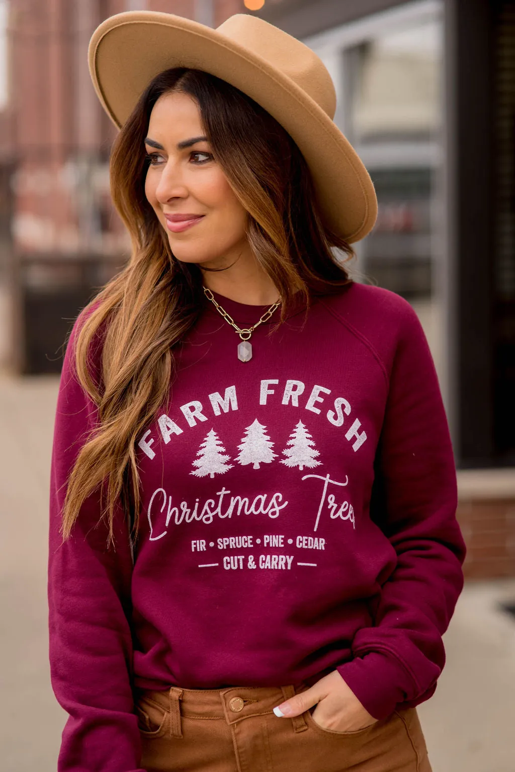 Farm Fresh Christmas Trees Graphic Crewneck