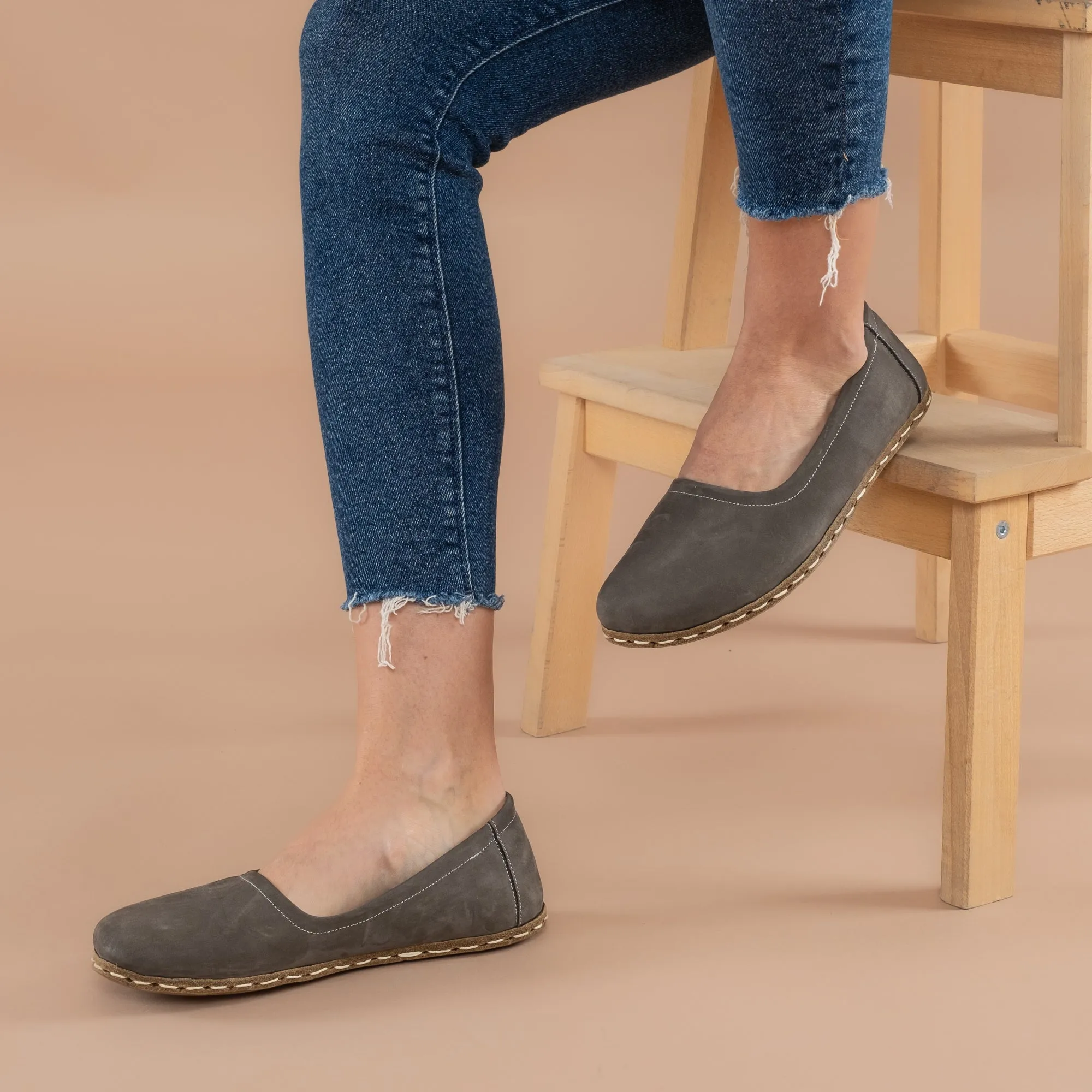 Gray Barefoot Ballet Flats