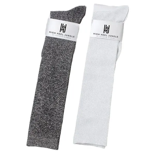 Herringbone Lurex Knee High Socks