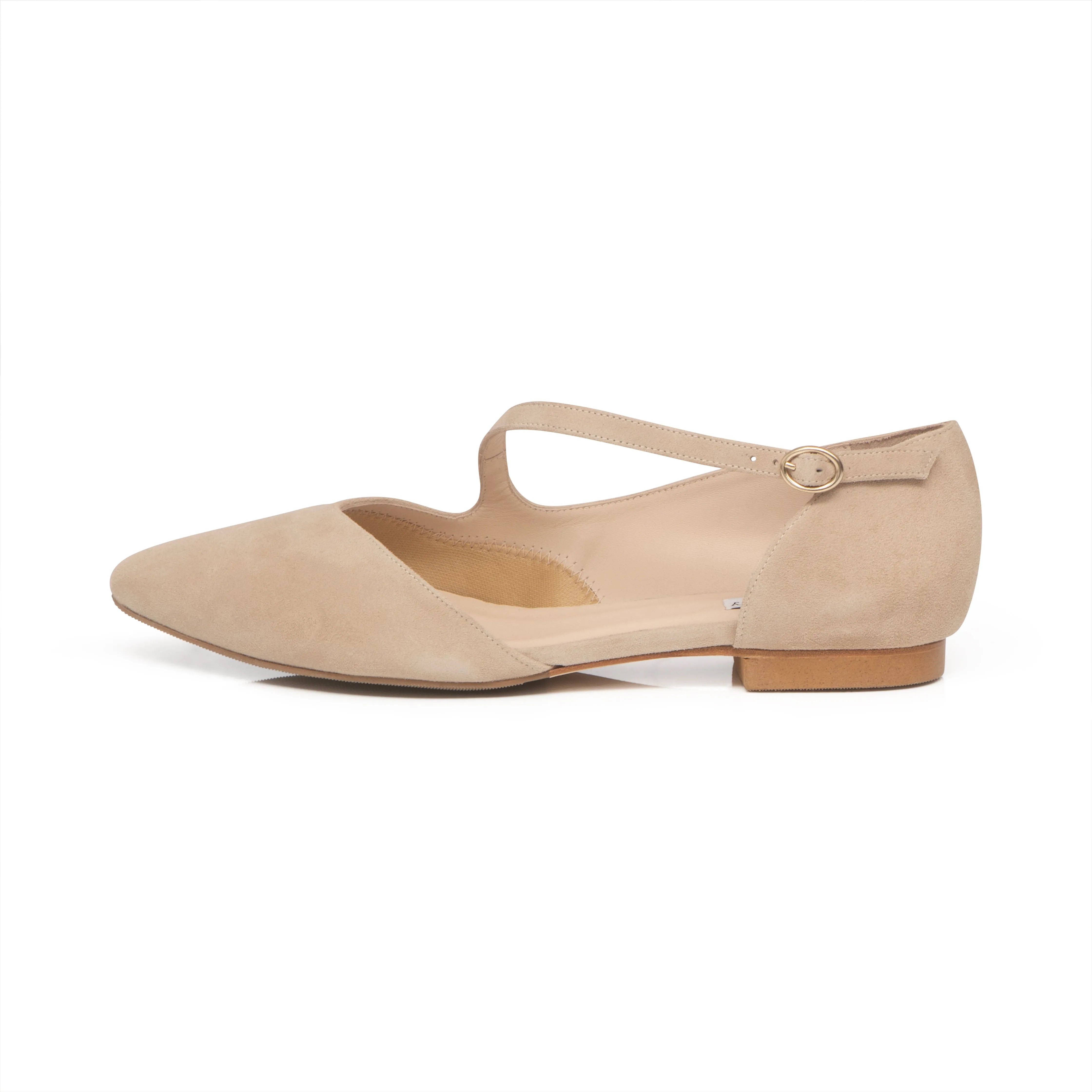 Indy Extra-Wide Fit Flats - Taupe Suede