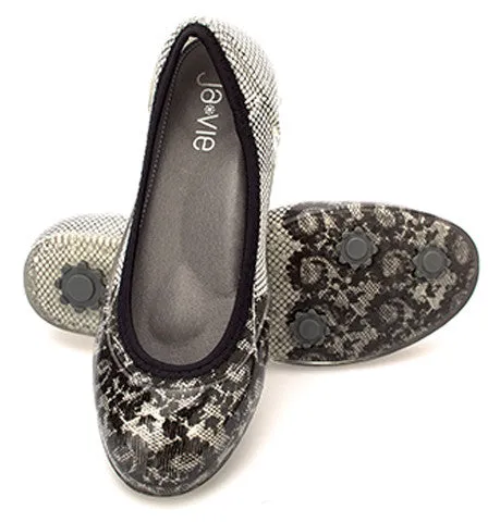 ja-vie black lace/white jelly flats shoes