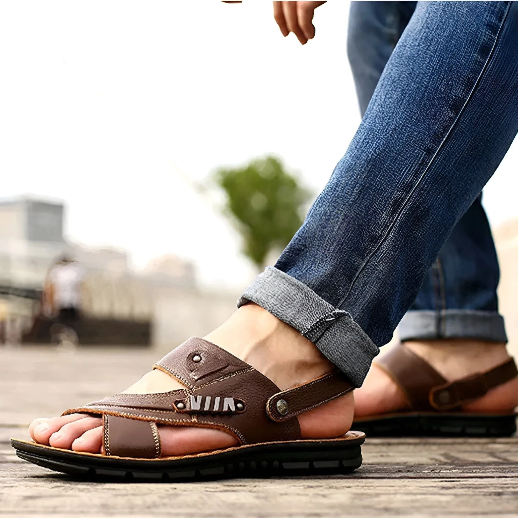 Lukas Sandals - Stilvolle Orthopädische Ledersandalen für Herren