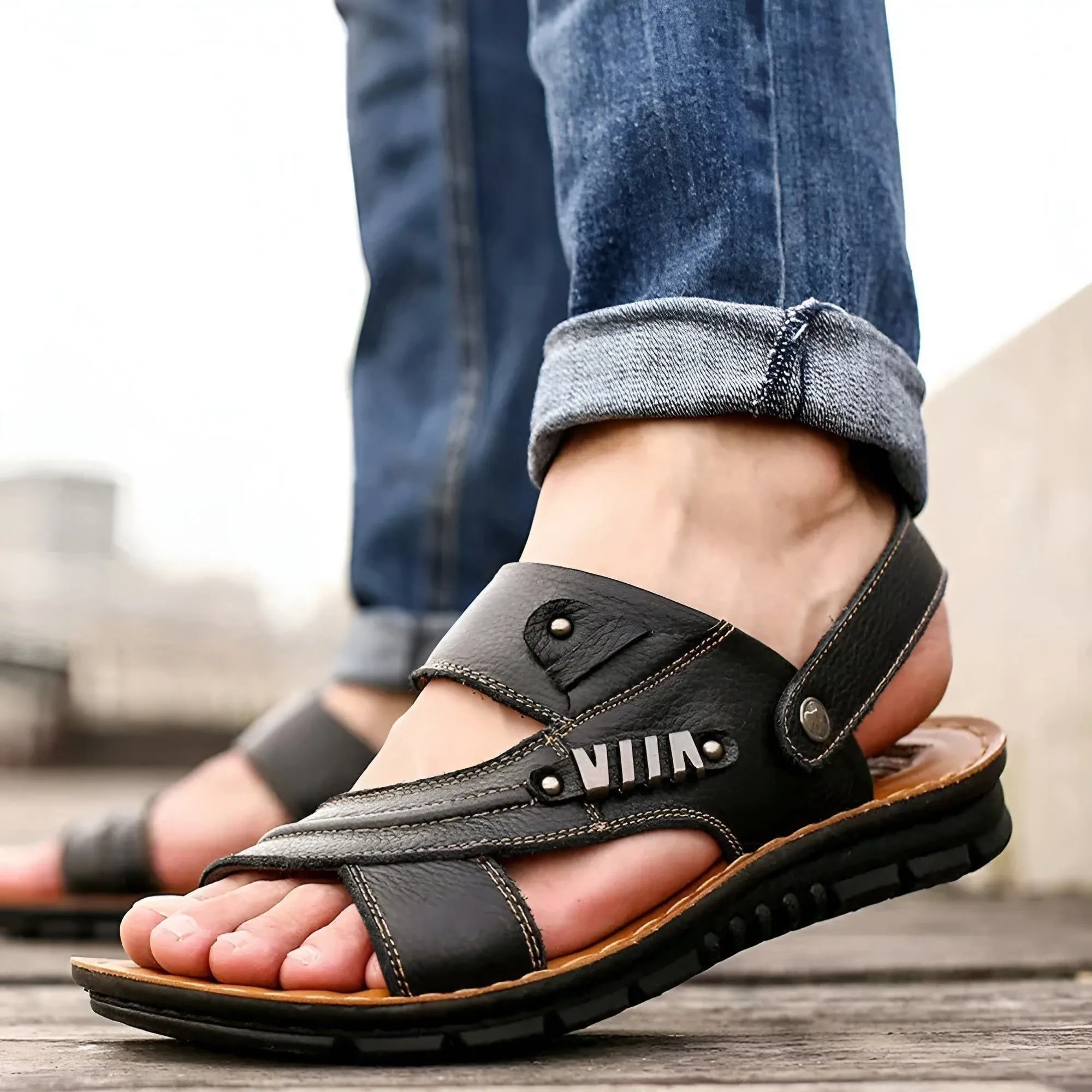 Lukas Sandals - Stilvolle Orthopädische Ledersandalen für Herren