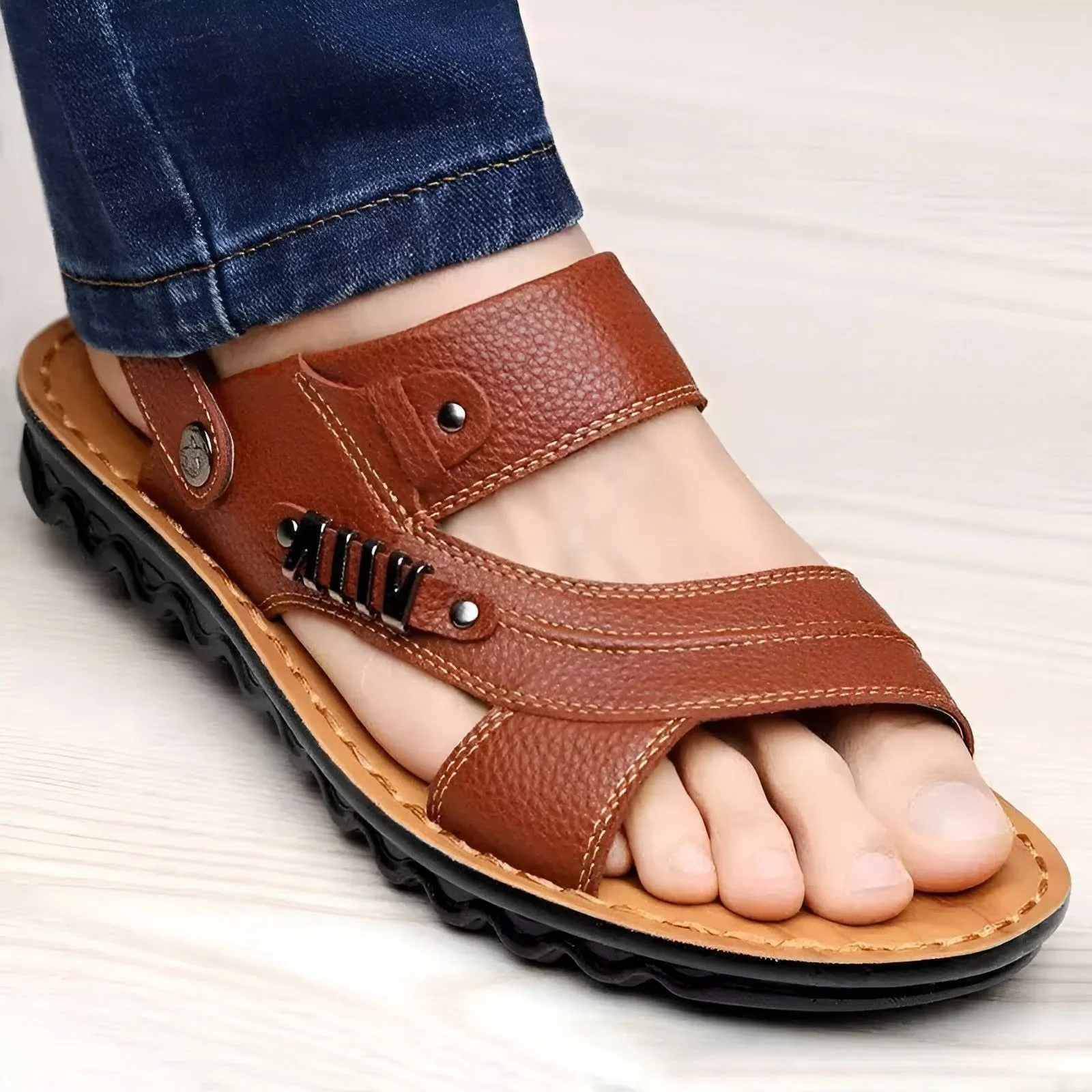 Lukas Sandals - Stilvolle Orthopädische Ledersandalen für Herren