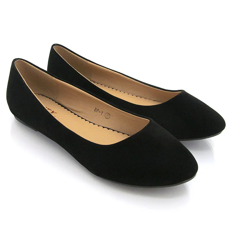 MALEFICENT FLAT BLOCK HIGH HEELED SLIP ON BALLERINA PUMP SHOES IN BLACK FAUX SUEDE