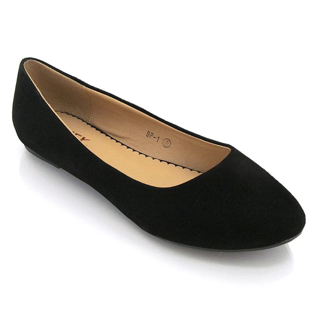 MALEFICENT FLAT BLOCK HIGH HEELED SLIP ON BALLERINA PUMP SHOES IN BLACK FAUX SUEDE