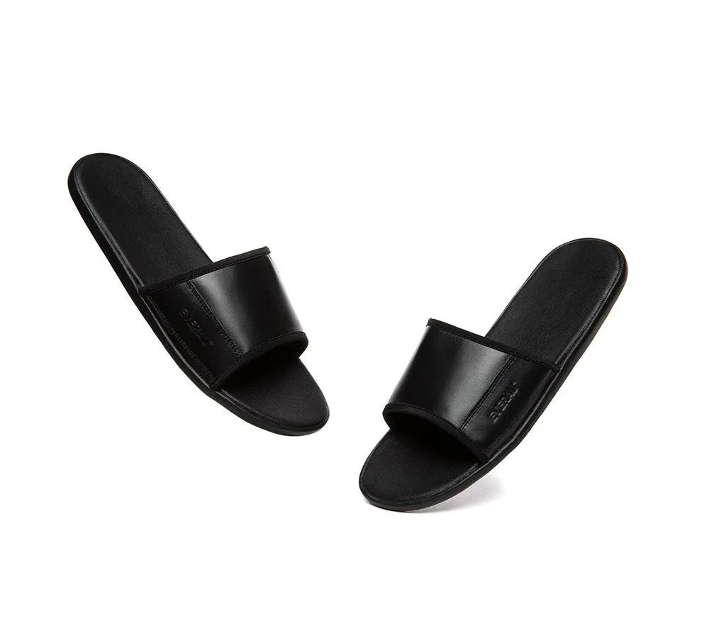 Men Leather Slip-on Ultra Soft Summer Slides Andy