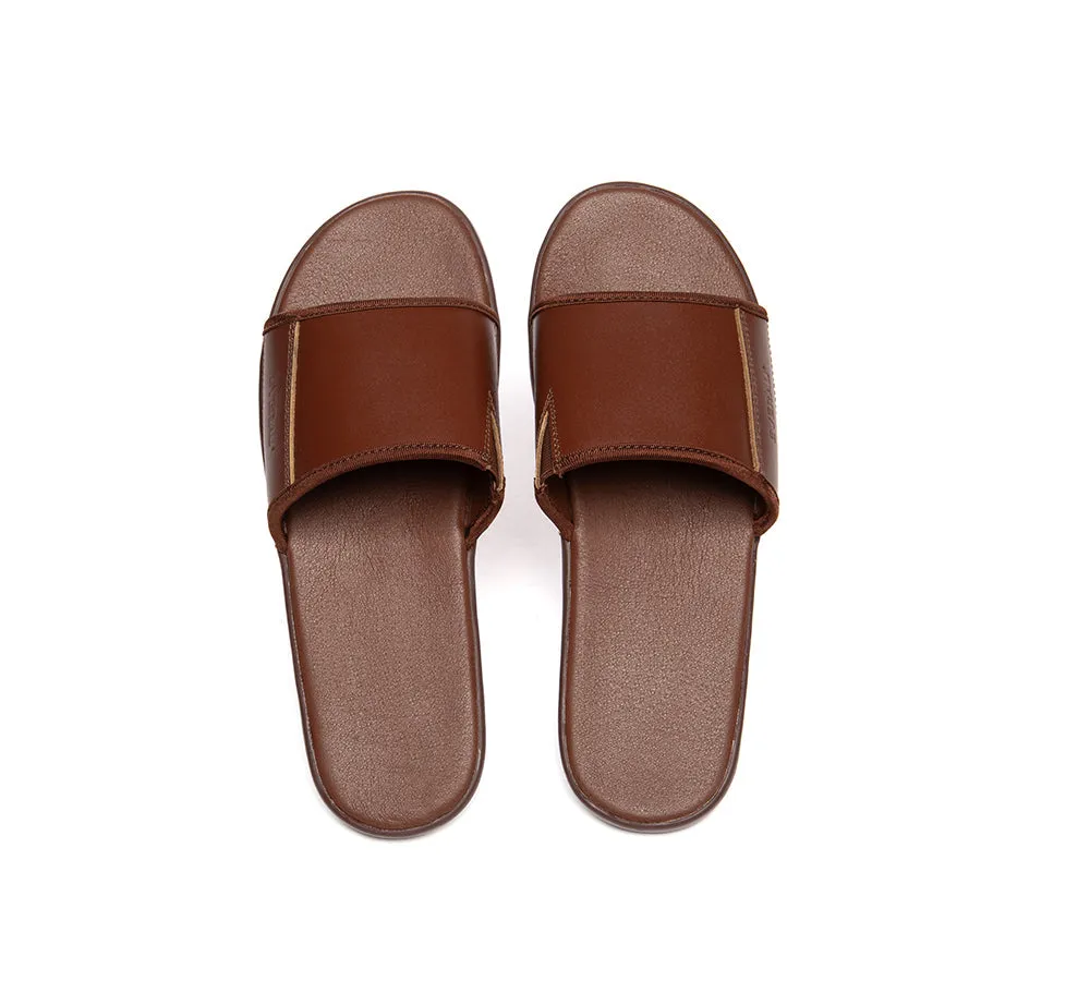 Men Leather Slip-on Ultra Soft Summer Slides Andy