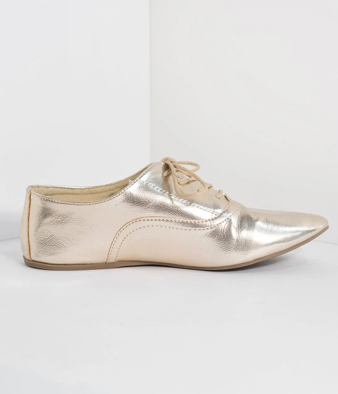 Metallic Gold Classic Lace Up Flats