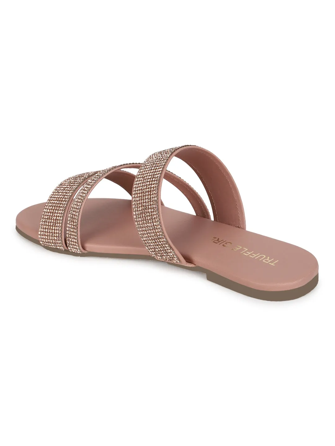 Nude PU Strappy Diamante Slip Ons (TC-ST-1214-NUD)