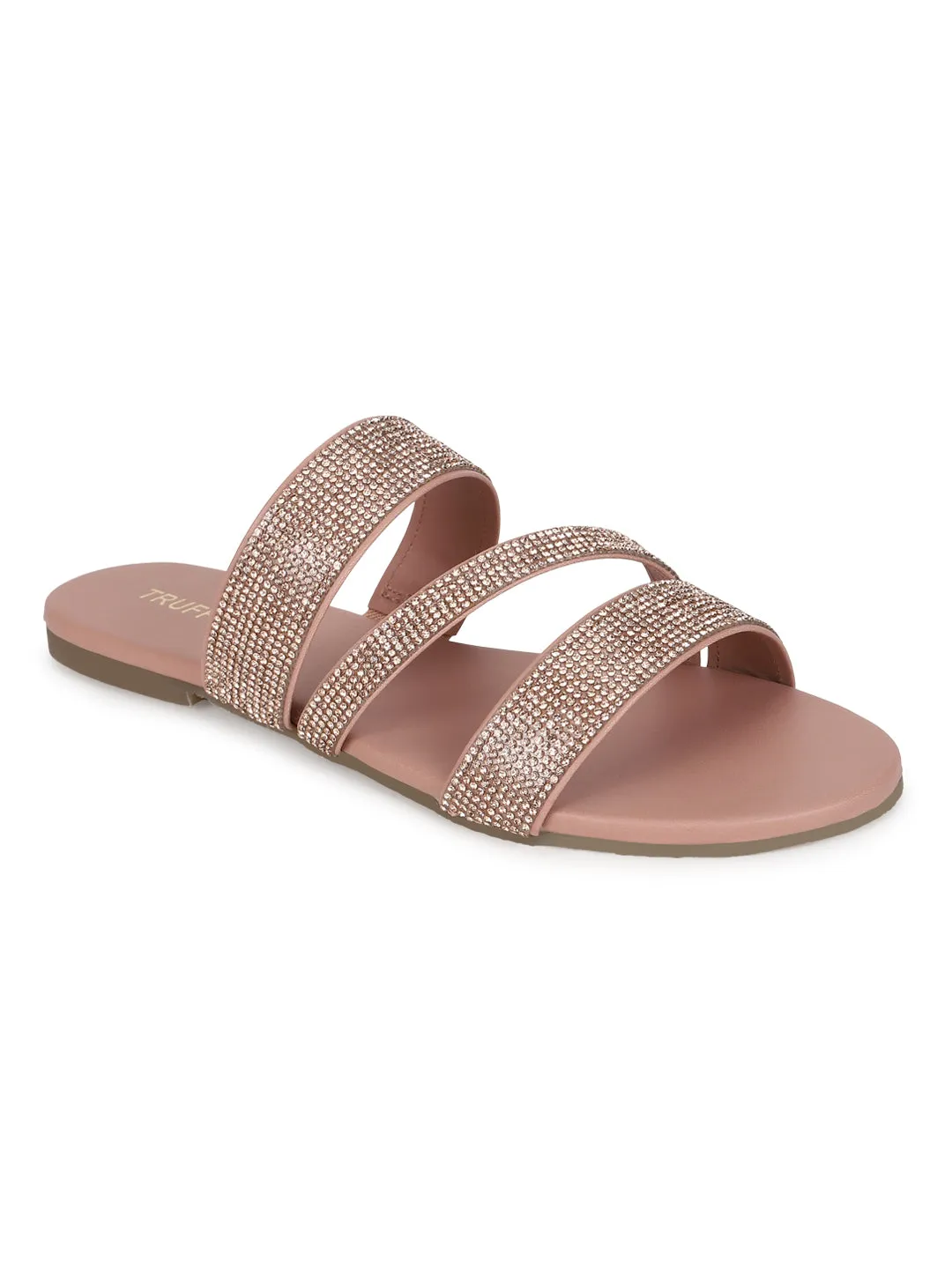 Nude PU Strappy Diamante Slip Ons (TC-ST-1214-NUD)