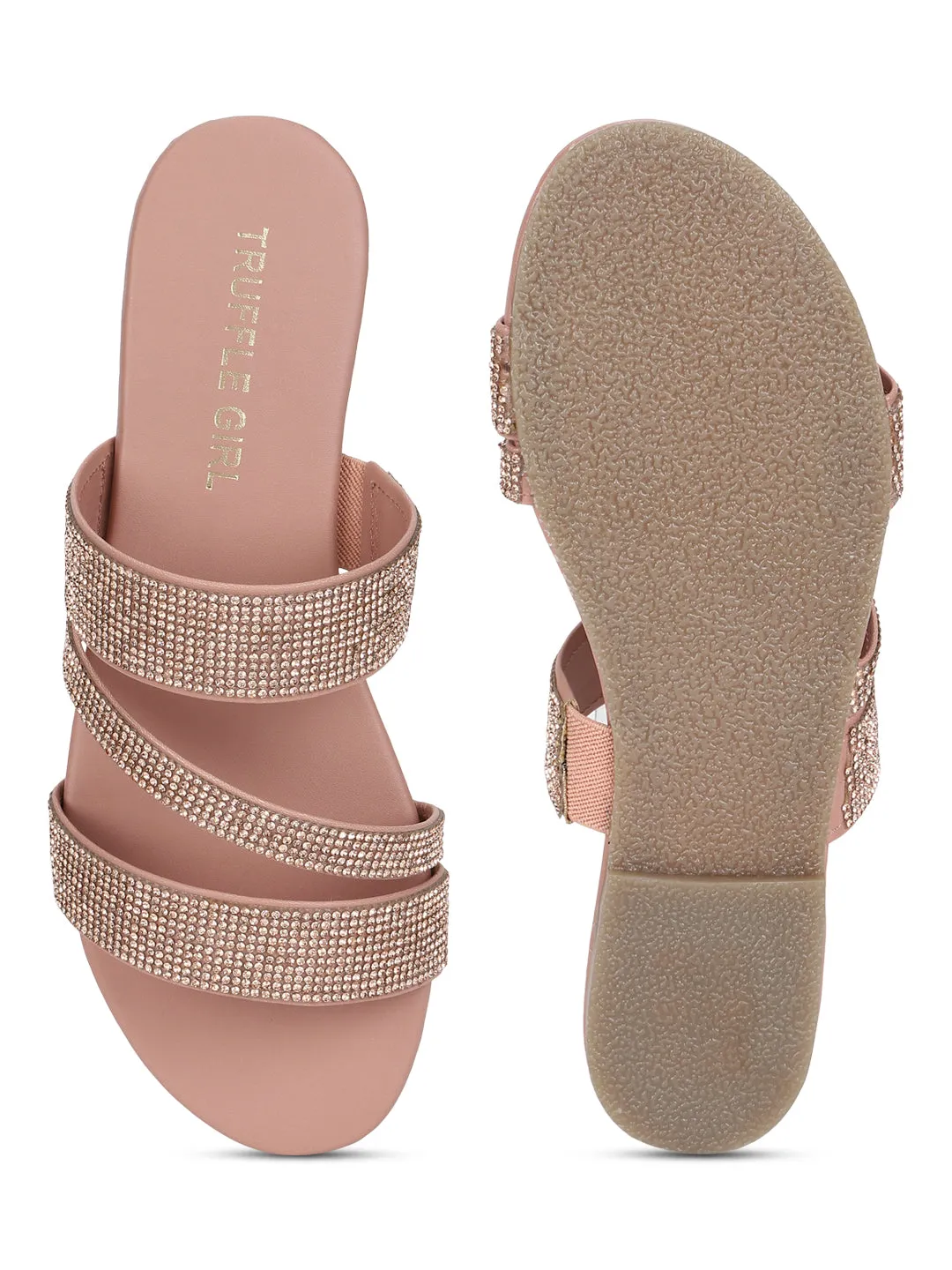 Nude PU Strappy Diamante Slip Ons (TC-ST-1214-NUD)