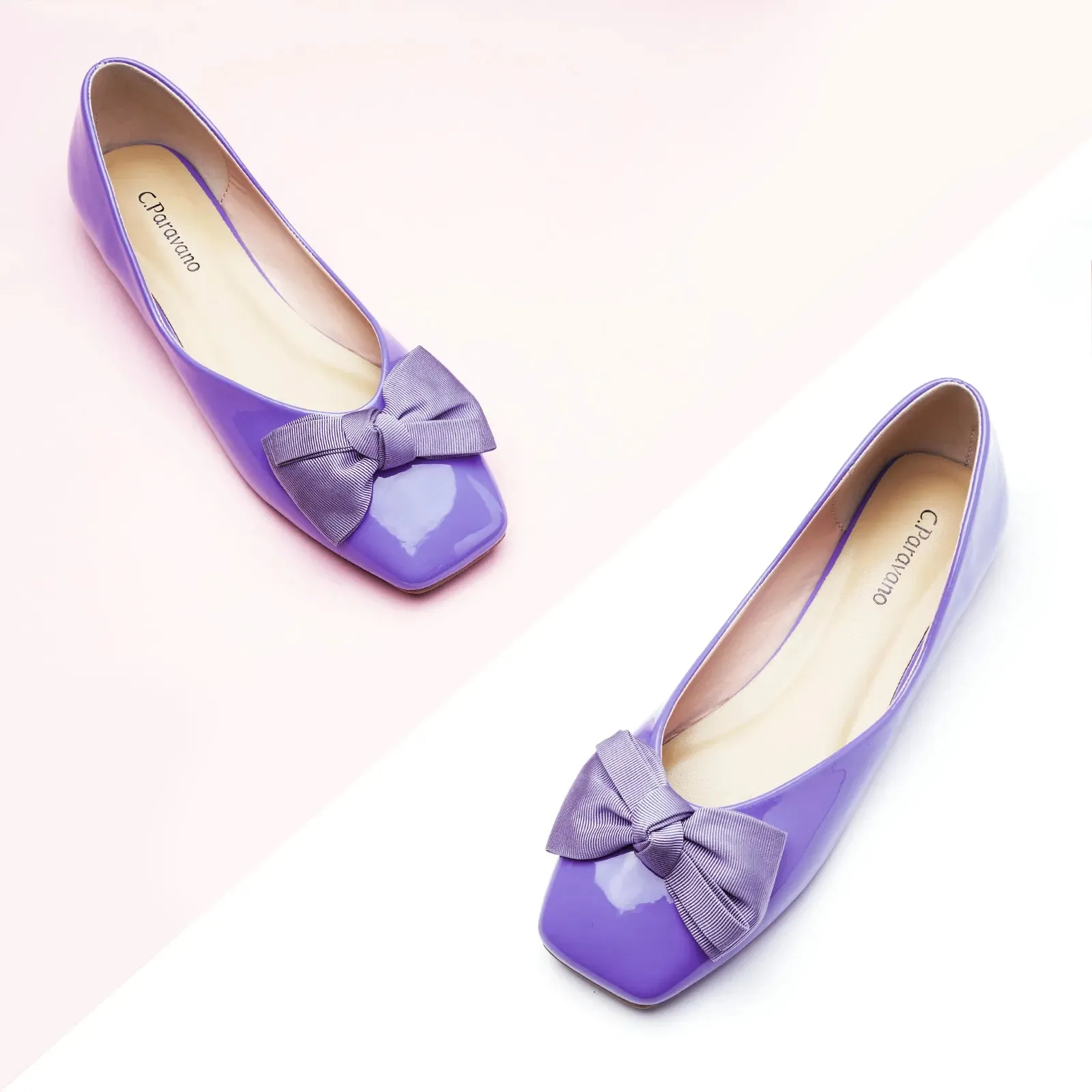 Patent Bow Ballerina Flats (Eva) Purple