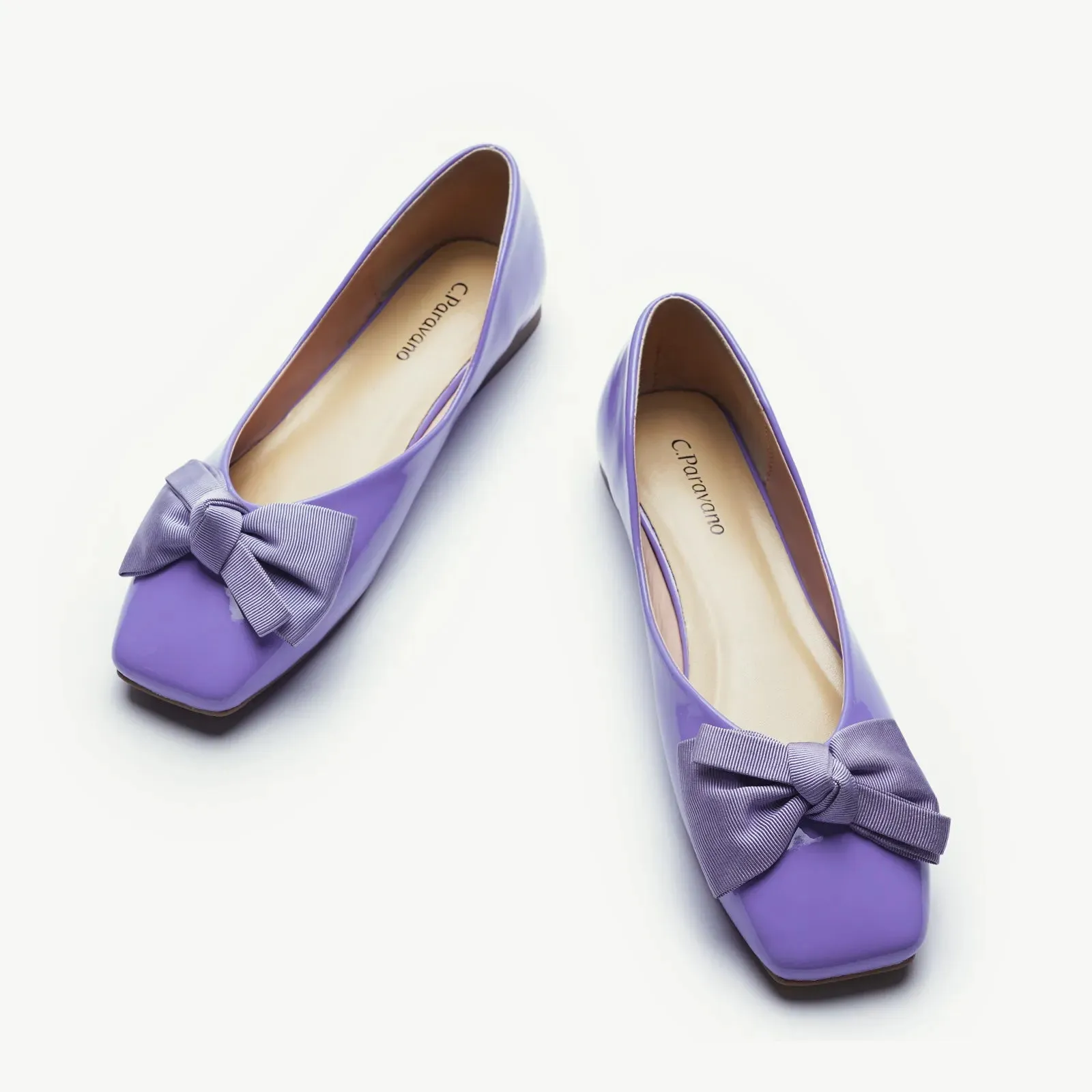 Patent Bow Ballerina Flats (Eva) Purple