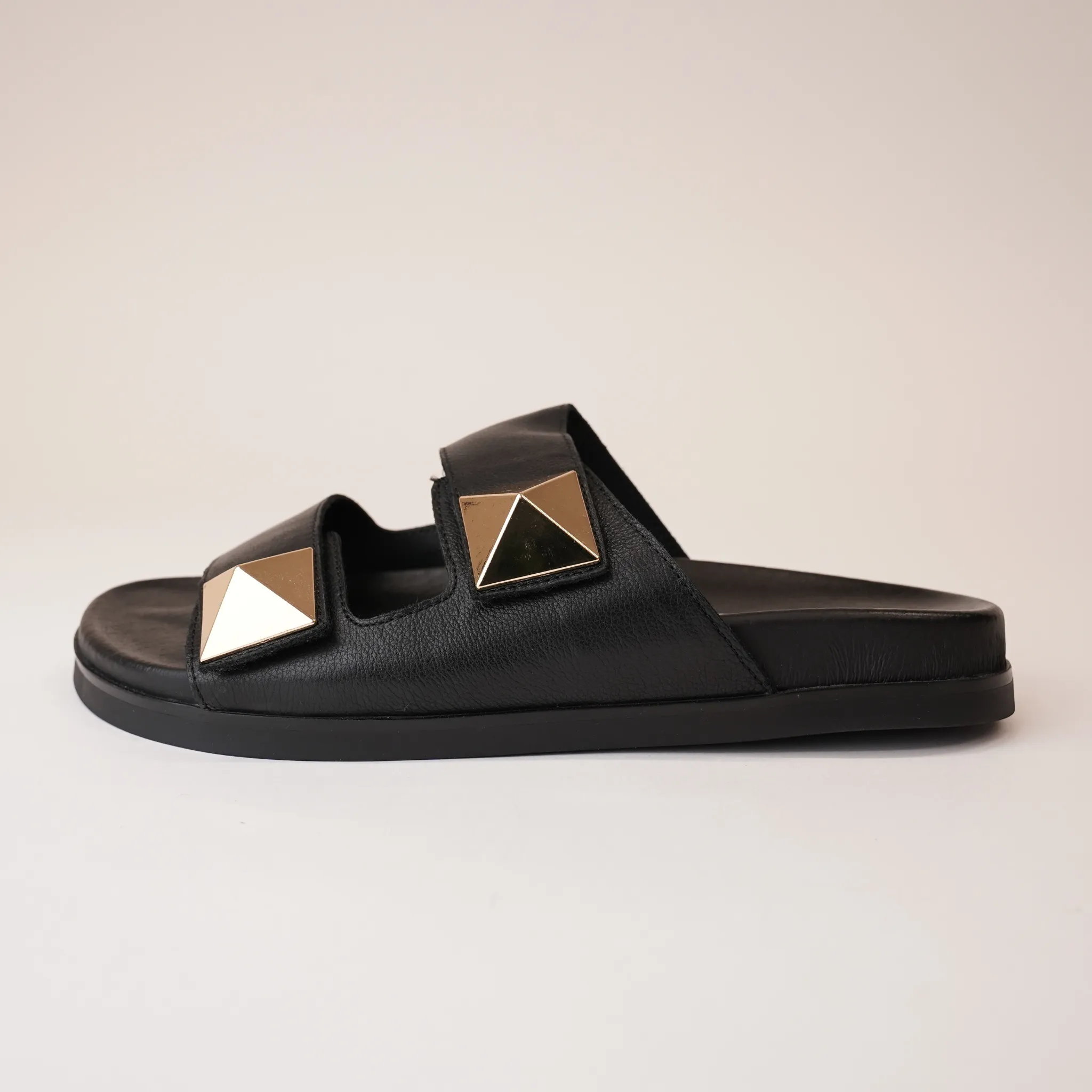 Redding Black Leather Slides