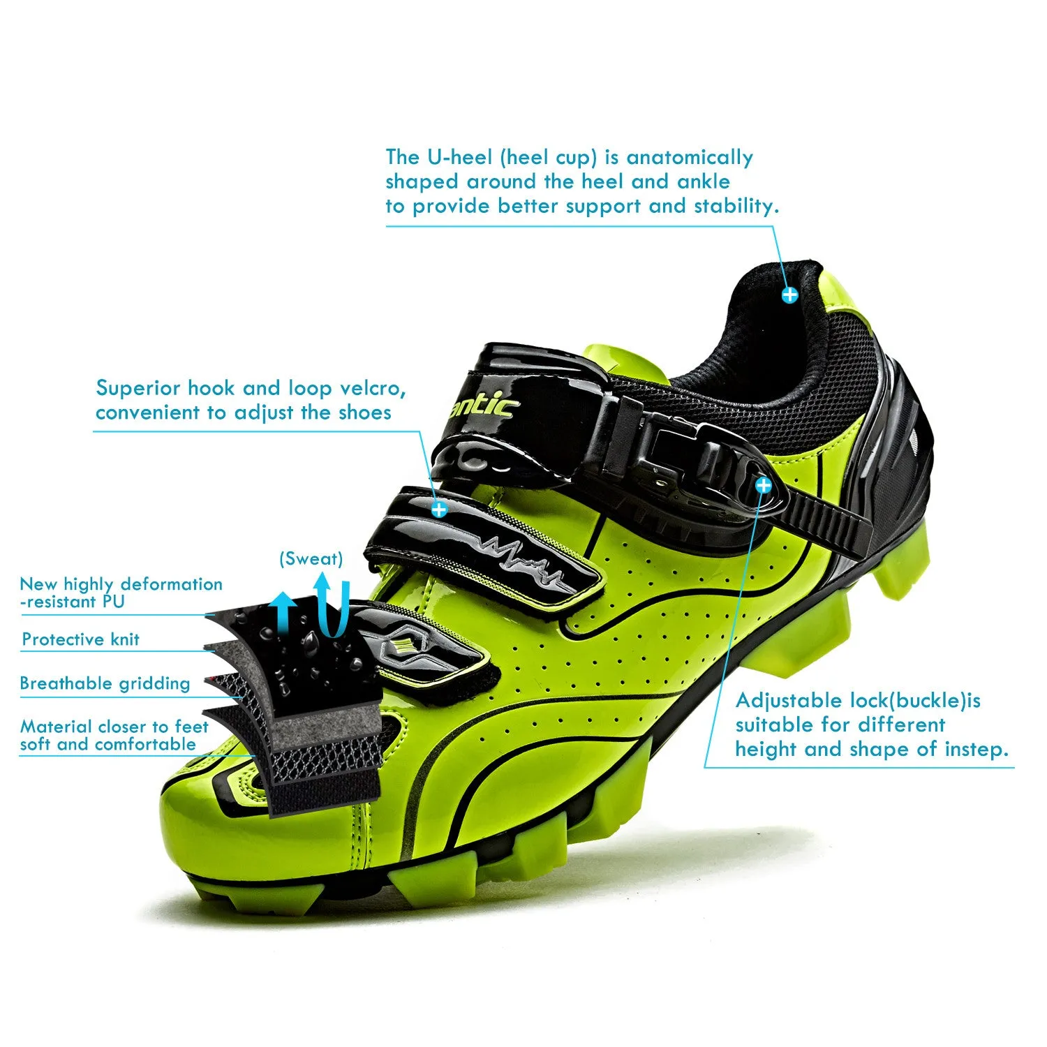 Santic Knight Ⅱ Lightgreen Black Men MTB Cycling Shoes