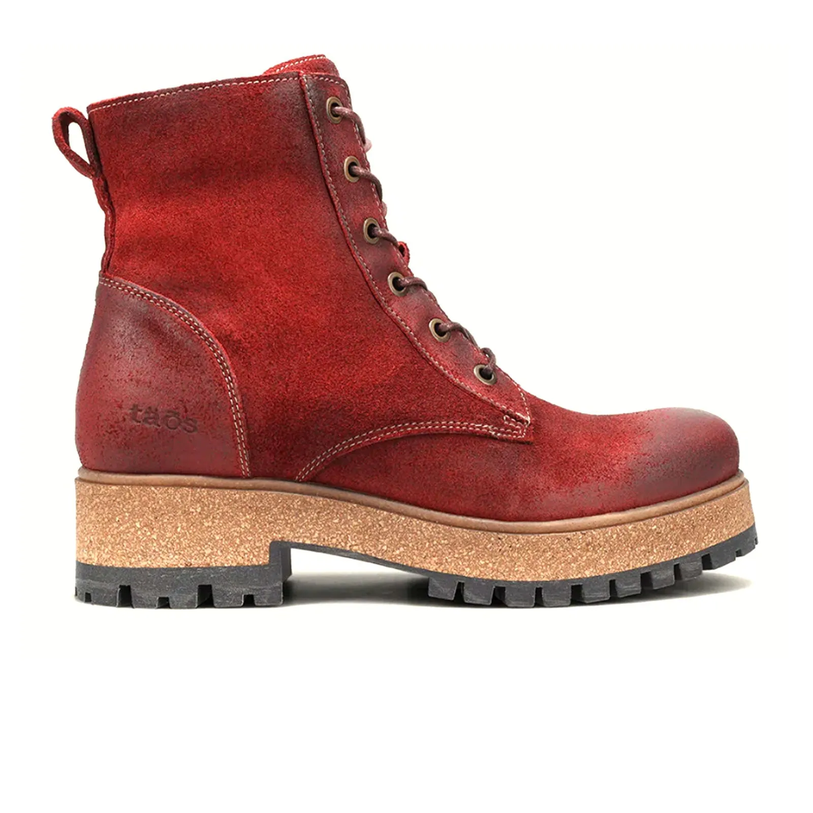 Taos Main Street Lace Up Mid Boot (Women) - Garnet Rugged Leather