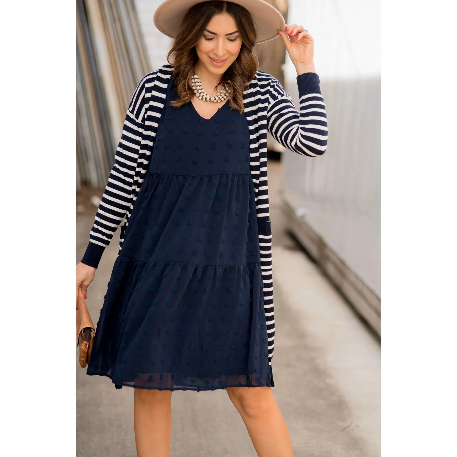 Tiered Textured Dot Dress