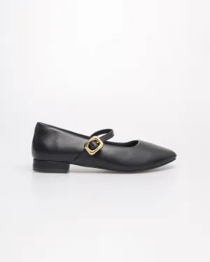 Tomaz NN364 Ladies Buckle Flats (Black)