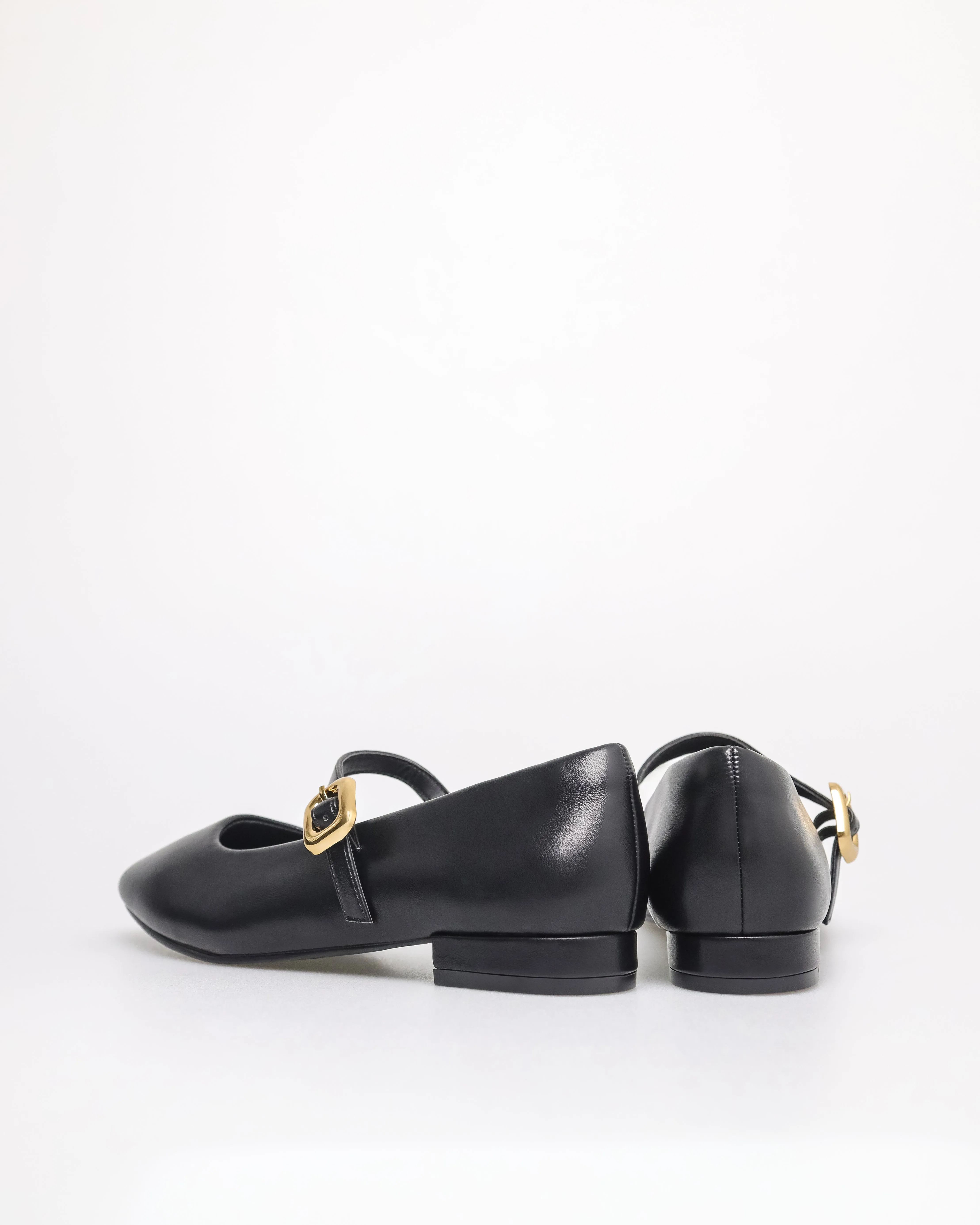 Tomaz NN364 Ladies Buckle Flats (Black)