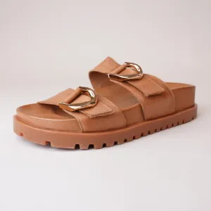 Ullana Tan Leather Slides