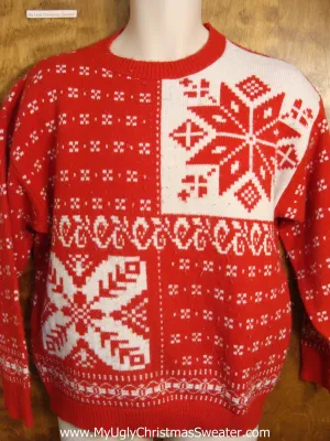 Vintage Red and White Nordic Christmas Sweater