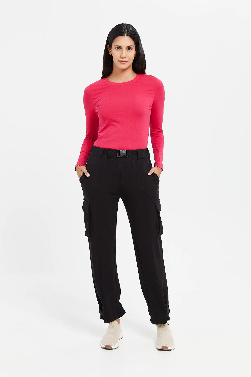 Women Black Cargo Trouser