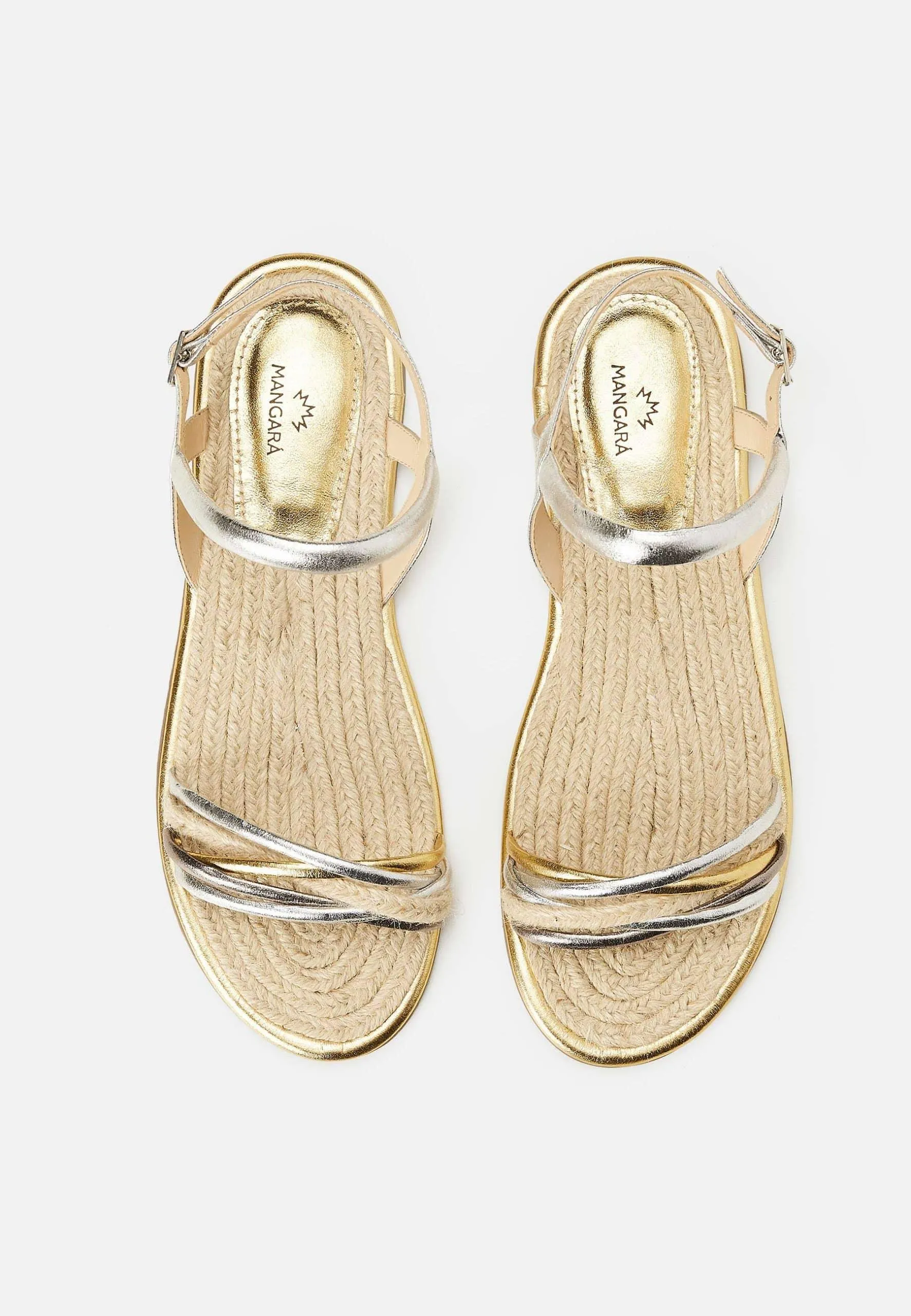 Women's Flat Golden Raffia Sandals