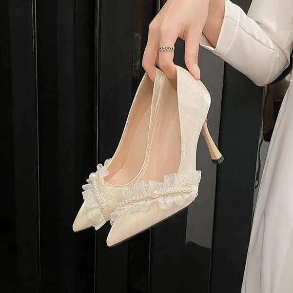 Womens High Heels Wedding Pearl Pump