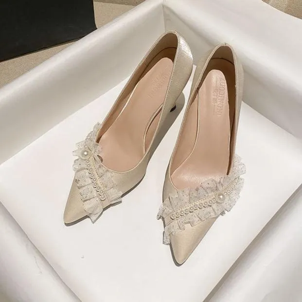 Womens High Heels Wedding Pearl Pump