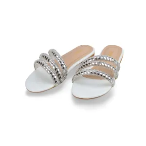 Women's Rhinestone Crystal Rope Flat Sandals